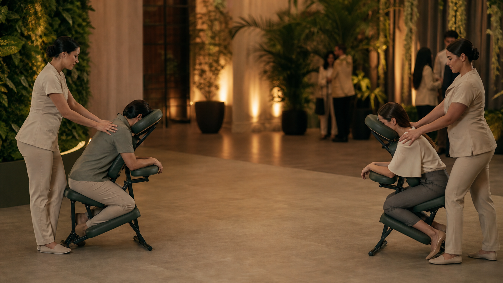 Quick massage em evento corporativo dentro de uma empresa